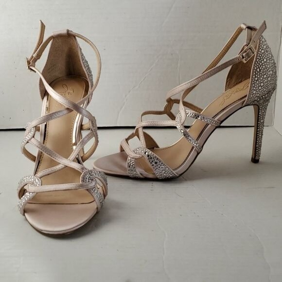 Jewel Badgley Mischka Gweny Heels Stilettos Strappy Sandals Womens Womans 8.5 - Picture 13 of 14